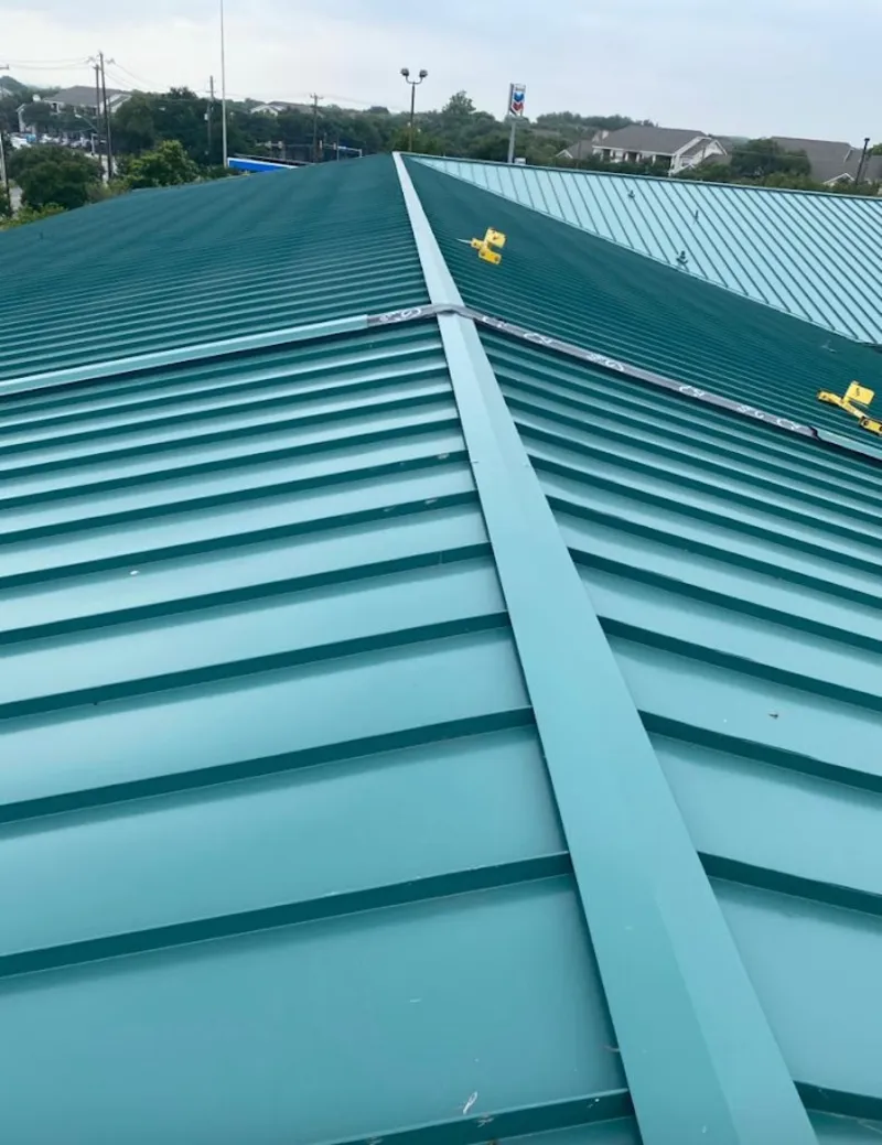 Green commercial metal roof ridge and valley for Metal Roof Repair in Pennsville